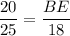 \dfrac{20}{25}=\dfrac{BE}{18}