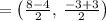 =\left(\frac{8-4}{2},\:\frac{-3+3}{2}\right)