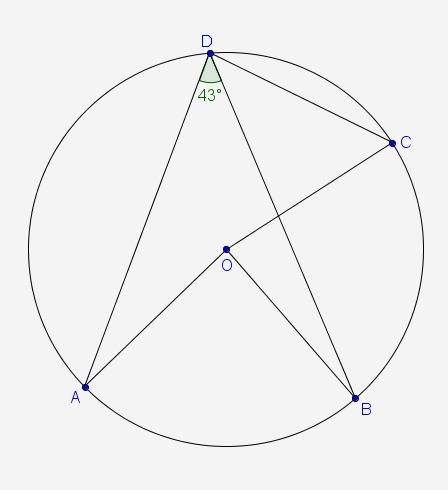 Nthe diagram, point o is the center of the circle and madb = 43°. if maob = mboc, what is mbdc?