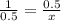 \frac{1}{0.5} =\frac{0.5}{x}