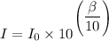 I = I_0 \times 10^{\left (\dfrac{\beta }{10} \right) }