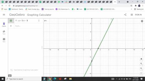On the grid, draw the graph of
y = 2x - 3
for values of x from -2 to 4
Q