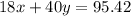 18x+40y=95.42