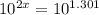 10^{2x} = 10^{1.301}