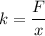 k  = \dfrac{F}{x}