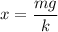 x = \dfrac{mg}{k}