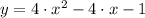 y = 4\cdot x^{2}-4\cdot x -1