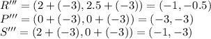 R'''=(2+(-3),2.5+(-3))=(-1,-0.5)\\P'''=(0+(-3),0+(-3))=(-3,-3)\\S'''=(2+(-3),0+(-3))=(-1,-3)\\