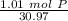 \frac{1.01 \ mol \ P  }{ 30.97 }