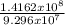 \frac{1.4162 x 10^{8} }{9.296 x 10^{7} }