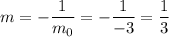 m=-\dfrac1{m_0}=-\dfrac1{-3}=\dfrac13