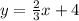 y =  \frac{2}{3} x + 4