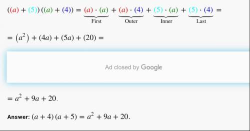 What is the product of (a+5) (a+4) by using the foil method.