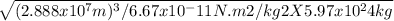 \sqrt{ (2.888 x 10^7m)^3 /6.67 x 10^-11N.m2/kg2 X 5.97 x 10^24 kg}