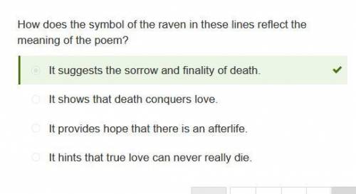 How does the symbol of the raven in these lines reflect the meaning of the poem? A. It suggests the