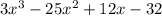 3x^3-25x^2+12x-32