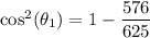 \cos^2(\theta_1)=1-\dfrac{576}{625}