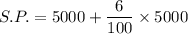 S.P.=5000+\dfrac{6}{100}\times 5000