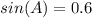 sin(A) = 0.6