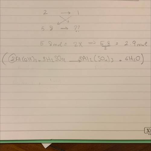 Based on the equation below, how many moles of aluminum sulfate (Al2(SO4)3) will be produced from th