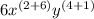 6x^{(2+6)}y^{(4+1)}