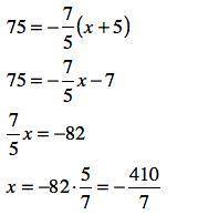 Which is the simplified version of 75=-seven fifths(x+5)