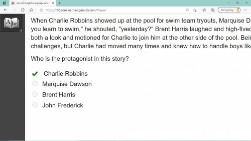 Read the excerpt from a short story.

When Charlie Robbins showed up at the pool for swim team tryou