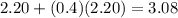  2.20 + (0.4)(2.20) = 3.08 