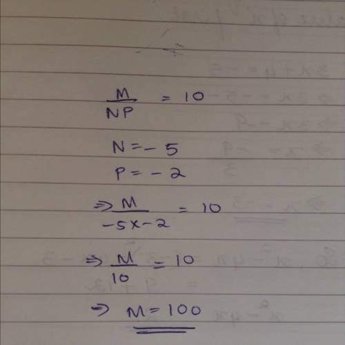 Evaluate for m/np = 10, n = -5, and p = -2