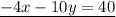 \underline{-4x-10y=40}