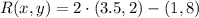 R(x,y) = 2\cdot (3.5, 2) - (1,8)