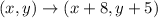 (x,y) \to (x+8, y+5)