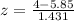 z=\frac{4-5.85}{1.431}