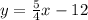 y=\frac{5}{4}x-12