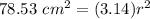 78.53 \ cm^2 = (3.14) r^2