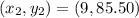 (x_2,y_2) = (9,85.50)