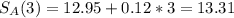 S_{A}(3) = 12.95 + 0.12*3 = 13.31