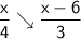 \mathsf{\dfrac{x}{4} \searrow \dfrac{x - 6}{3}}