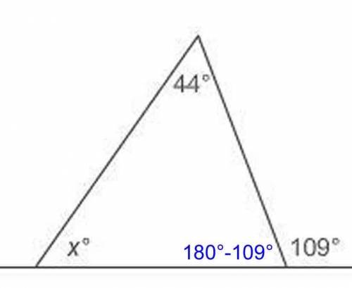 This triangle has one side that lies on an extended line segment.

Based on this triangle, what stat