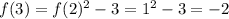 f(3)=f(2)^{2}-3=1^{2}-3=-2