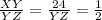 \frac{XY}{YZ} =\frac{24}{YZ}= \frac{1}{2}