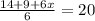 \frac{14+9+6x}{6}= 20}