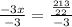 \frac{-3x}{-3}=\frac{\frac{213}{22}}{-3}