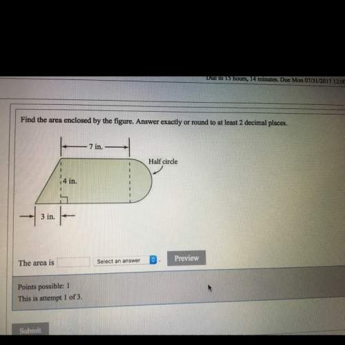 Find the area enclosed by the figure . answer exactly or round to at least 2 decimals