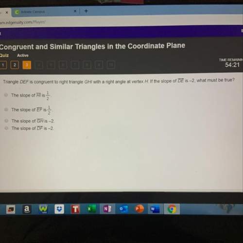 Triangle def is congruent to right triangle ghi with a right angle at vertex h. if the slope of de i