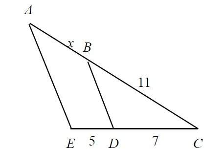 Iam given ae || bd. i have to solve for x. how should i set up the equation?