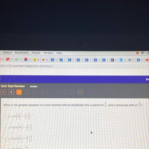 What the general equation of a sine function with an amplitude of 6, a period of pi/4, and a horizon