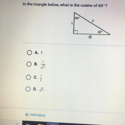 in the triangle below, what is the cosine of 60°?  30 ο - - ο