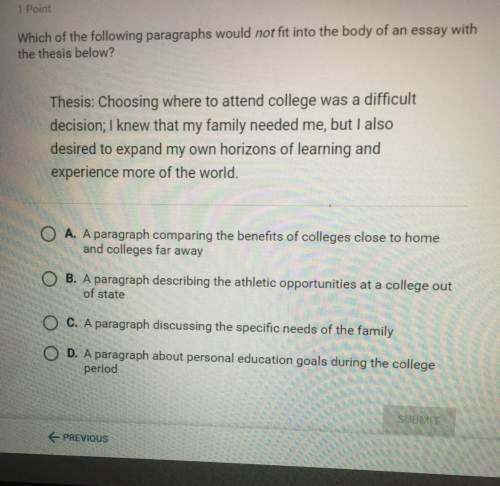 Which of the following paragraphs would not fit into the body of an essay with the thesis below?