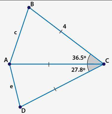 What conclusion can be made for c and e?  c ≥ e c ≤ e c &gt; e c &lt;